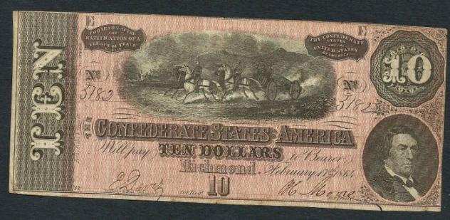 Stati Uniti. - Confederate States - 10 Dollars 1864 - Pick 68