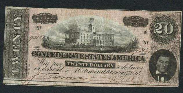 Stati Uniti. - Confederate States - 20 Dollars 1864 - Pick 69