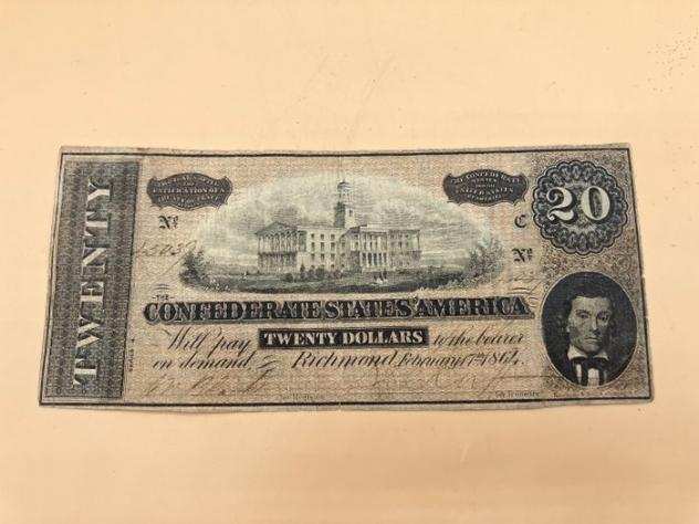 Stati Uniti dAmerica - Confederate States - 20 Dollar 1864 - Pick 69