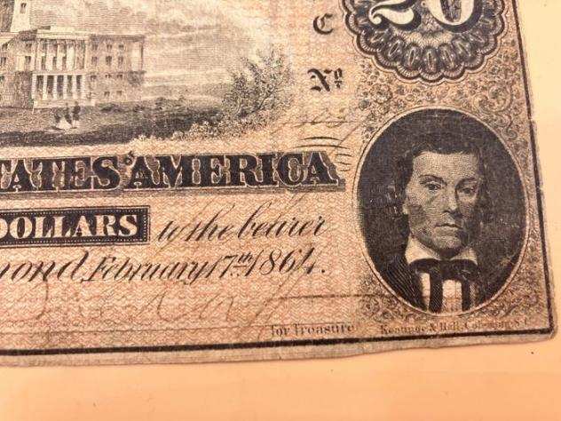 Stati Uniti dAmerica - Confederate States - 20 Dollar 1864 - Pick 69