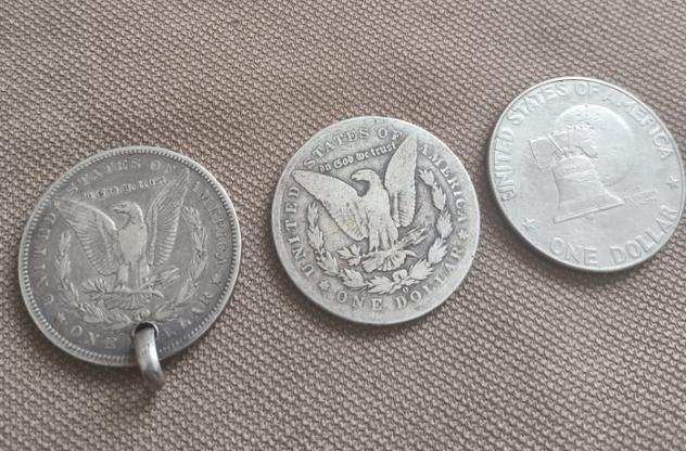 Stati Uniti. Lot of 3 x 1 Dollar 1886-1976