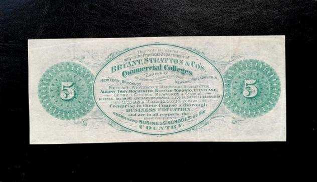 Stati Uniti. - Obsolete Currency - 5 Dollars 1800s - International College Bank - New York