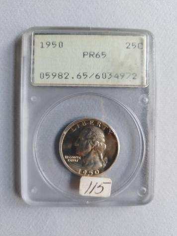 Stati Uniti. Proof Washington Quarter (25c) 1950, PCGS PR65