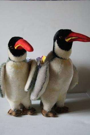 Steiff 2 pinguins, jaren 1960-1980. - Animale di peluche - Germania