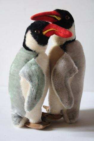 Steiff 2 pinguins, jaren 1960-1980. - Animale di peluche - Germania