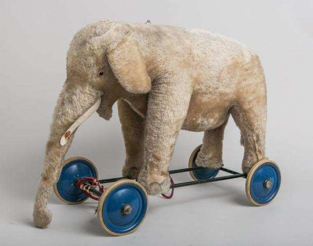 Steiff trek olifant op wielen, 1950-1951 - Orsacchiotto - 1950-1960 - Germania