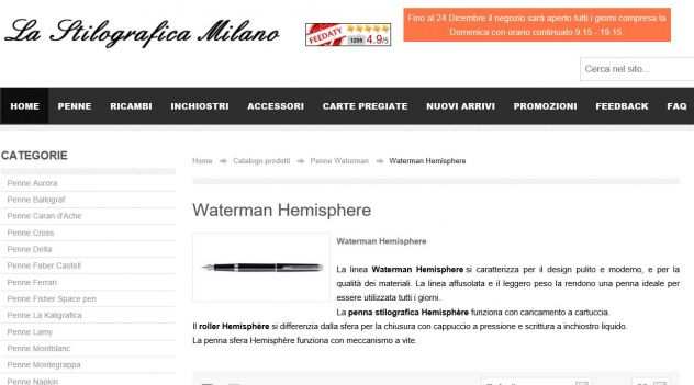 Stilografica Waterman Hemisphere, nuovissima con garanzia e confezione
