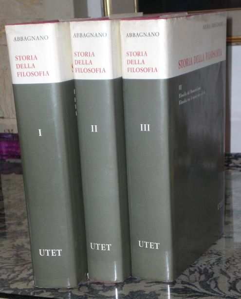 Storia della filosofia, Nicola Abbagnano. 3 voll., U.T.E.T. UNIONE TIPOGRAFICO - EDITRICE TORINESE EDIZIONE 1974.
