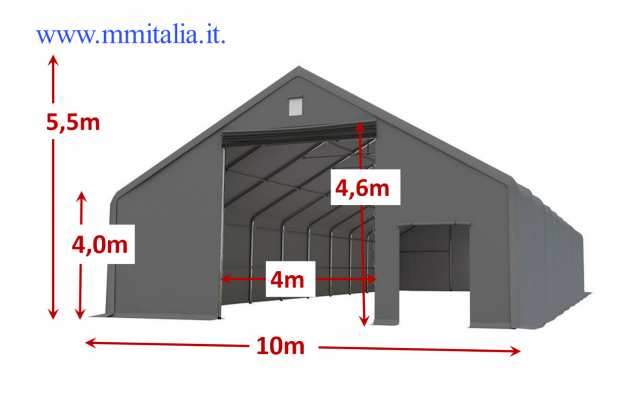 Strutture Mobili telo in Pvc Occasione 10 x 20 x 5,5 Tunnel Agricoli