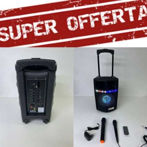 Super Cassa Altoparlante Speaker x karaoke portatile2 microfoni Spedizione free