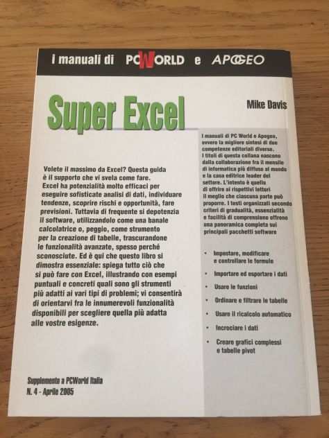 Super Excel manuali di Pc Word e Apogeo libro informatica
