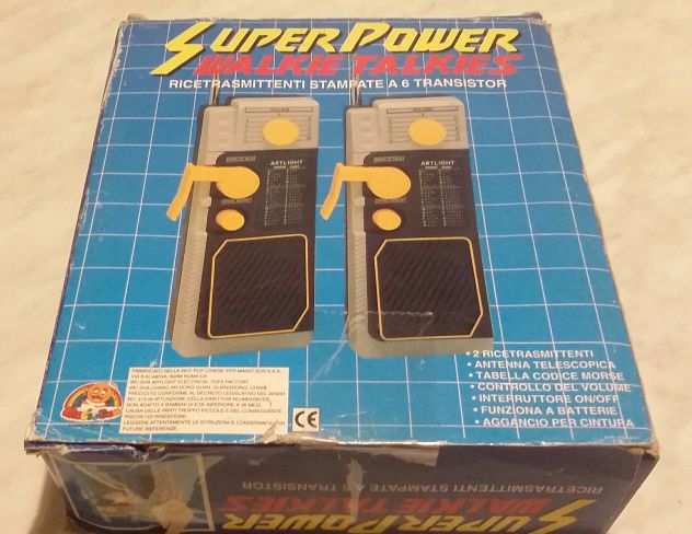 Super Powers Walkie Talkies Ricetrasmittenti stampate a 6 transistor nuovo
