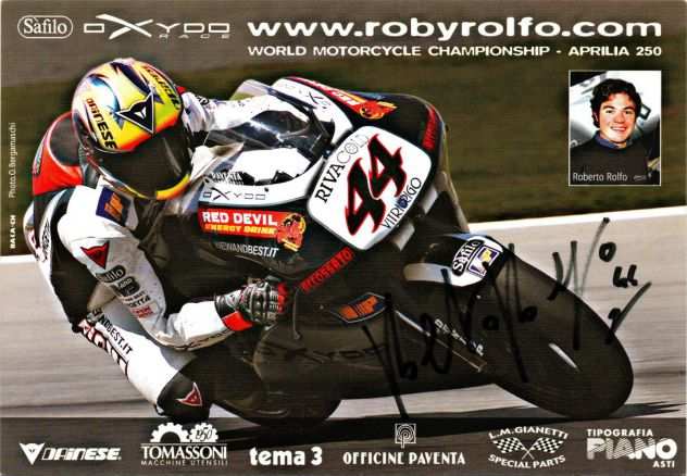 SUPERBIKE MOTOCICLISMO Cartolina Ufficiale di Roberto Rolfo con Autografo