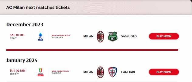 SVENDO biglietto MILAN vs Sassuolo e Milan - Cagliari SECONDO ROSSO CENTRALE