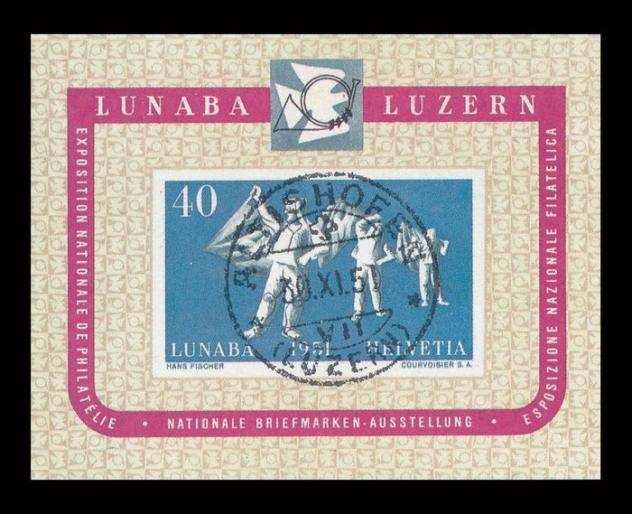 Svizzera 1951 - Foglietto quotLUNABAquot Esposizione filatelica di Lucerna US. Ottimo annullo - Unificato N BF14