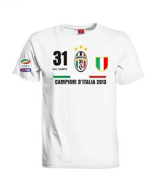 T-SHIRT JUVENTUS JUVE CAMPIONI D ITALIA 31 SCUDETTI STADIUM TEVEZ VUCINIC VIDAL MARCHISIO LLORENTE BUFFON MATRI