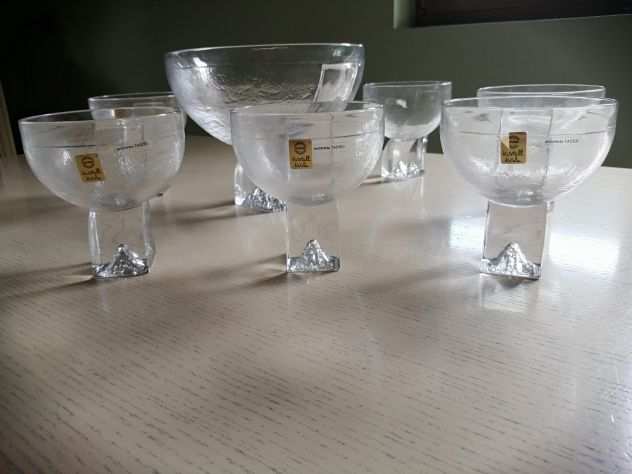 Taddei Set coppa sei bicchieri cristallo vintage