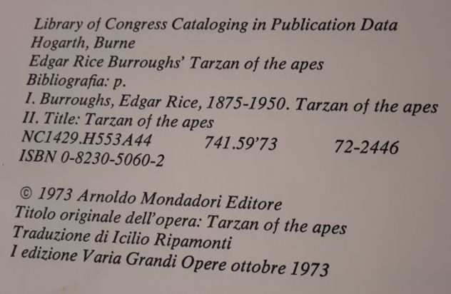 Tarzan DELLE SCIMMIE, Edgar Rice Burroughs, 1 Edizione Mondadori 1973.