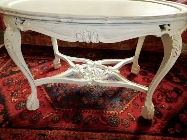 Tavolino antico 800 in legno scolpitodecoro a mano Shabby Style