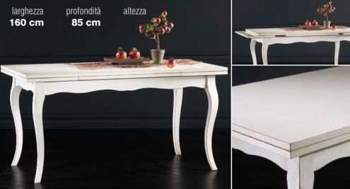 Tavolo Allungabile bianco anticato - mobili in arte povera - Nuovo