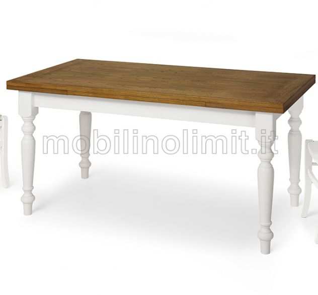 Tavolo allungabile bianco e top noce- L.160 cm - Nuovo