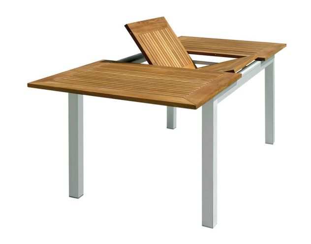 Tavolo cod 9056 Allungabile In Alluminio e Piano Teak