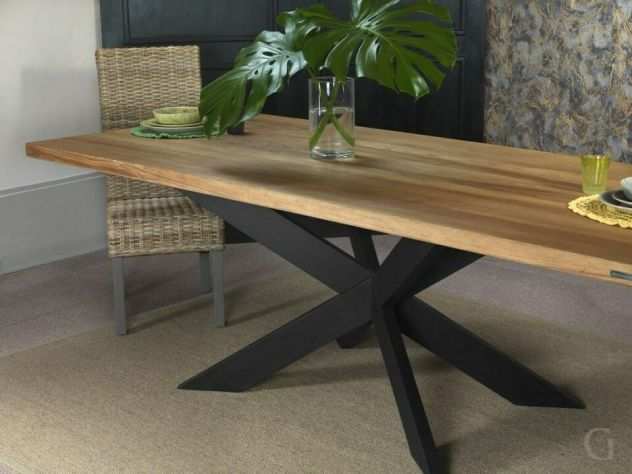 Tavolo in legno frassino base incrocata.Cod 12051X