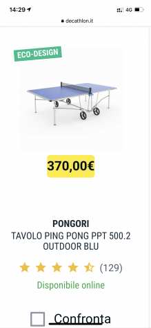 Tavolo Ping Pong Outdoor con accessori