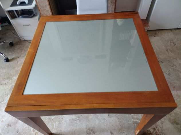 Tavolo quadrato allungabile con vetro