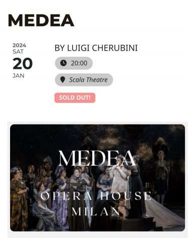 Teatro alla Scala - OPERA MEDEacuteE - 20012024