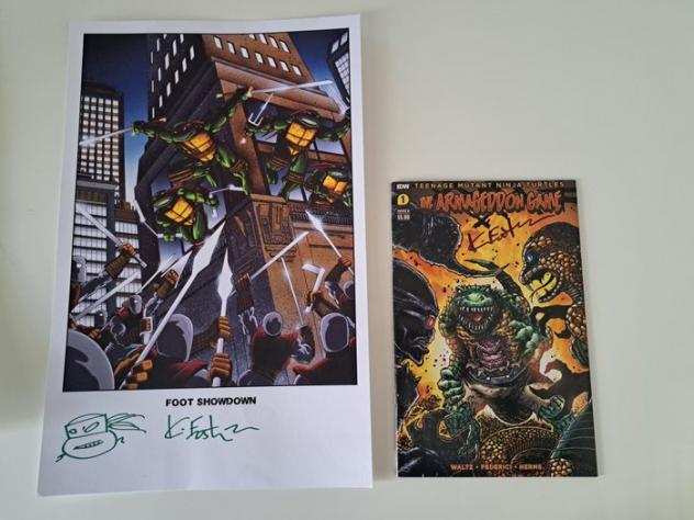 Teenage mutant ninja turtles - Armageddon game 1 - variant cover - cover A signed Kevin Eastman- print signed and remrque - 2 Comic, Gicleacutee - Prima ed