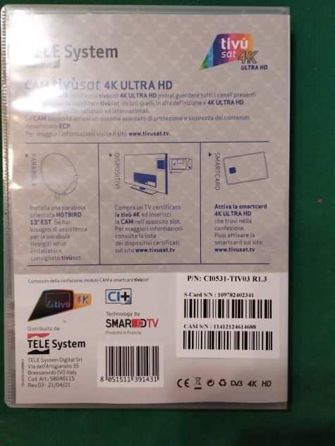 TELE System CAM tivugravesat 4K Ultra HD con Smart Card
