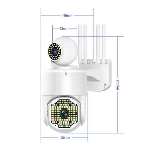 Telecamera con Antifurto Doppia lente rotante WIFI - PTZ - GPS risoluzion