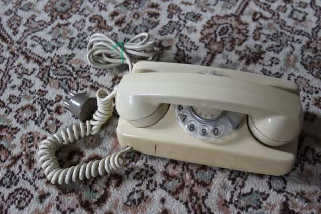 Telefono fisso disco GTE starlite vintage modernariato anni 60 70 color avorio