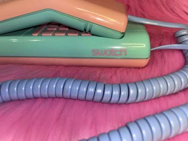 Telefono Fisso Vintage Swatch Twin Telephone Pink Aqua Push Phone Candy XP 100
