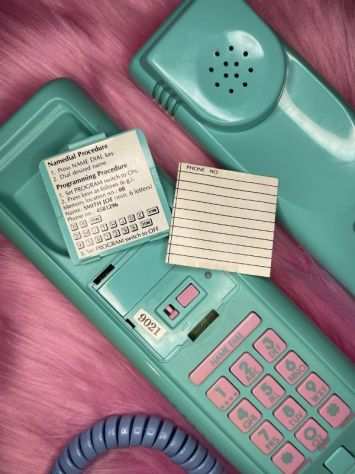 Telefono Fisso Vintage Swatch Twin Telephone Pink Aqua Push Phone Candy XP 100