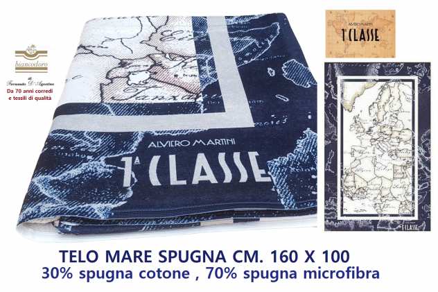 Telo mare 1CLASSE ALVIERO MARTINI in microfibra e spugna cm. 160 x 100