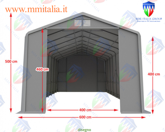 Tendoni Tunnel Agritunnel 6 x12 x 4,0 telo in Pvc Ignifugo per uso professionale
