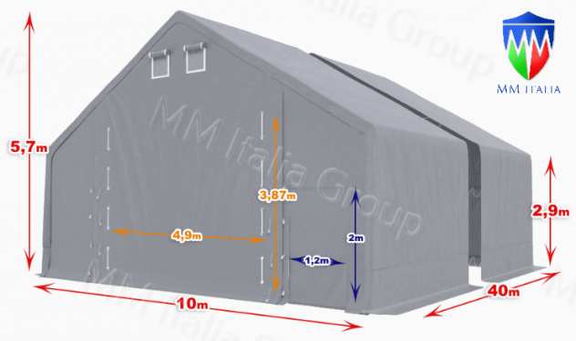 Tendostruttura Tensostruttura 10 x 40 x 5,70 mt, gallerie , tunnel Autostrade