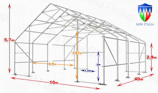 Tendostruttura Tensostruttura 10 x 40 x 5,70 mt, gallerie , tunnel Autostrade