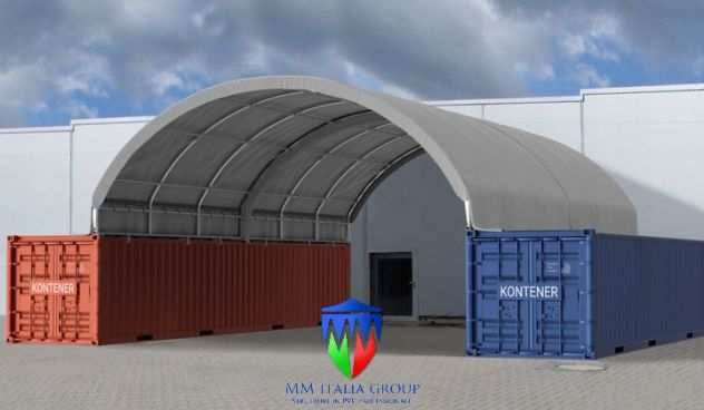 Tendostrutture ad arco su Container 8,0 x 12,0 x 5,6 mt