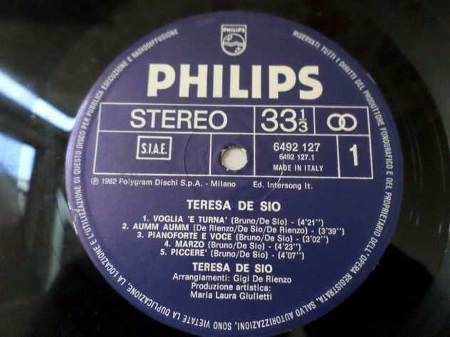 TERESA DE SIO - Teresa De Sio - LP  33 giri 1982 Philips Italy