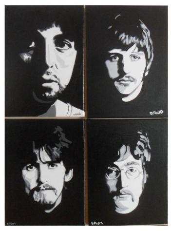 The Beatles - Multiple artists - 4 Panel Artwork - Acrylic on Canvas - Paintings - Artist Daniela Politi - Opera drsquoarte  Dipinto - 20232023