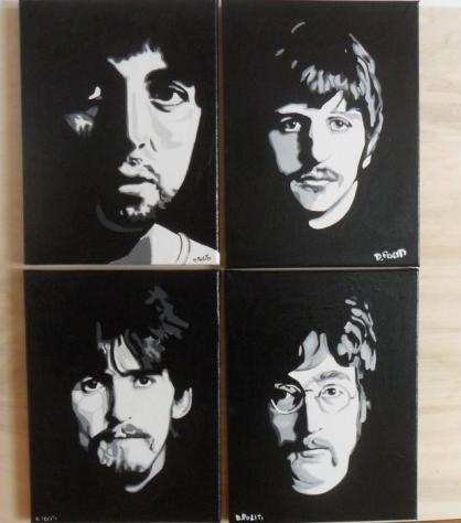 The Beatles - Multiple artists - 4 Panel Artwork - Acrylic on Canvas - Paintings - Artist Daniela Politi - Opera drsquoarte  Dipinto - 20232023