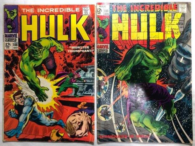 The Incredible Hulk 108 e 111 - Monster triumphant - Shanghaied in space - Spillato - Prima edizione - (19681969)