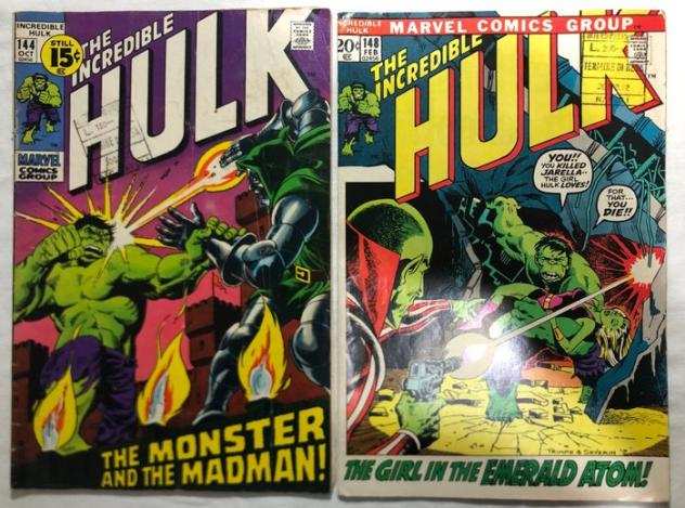 The Incredible Hulk 144 e 148 - The monster and the Madman - The girl in the emerald atom - Spillato - Prima edizione - (19711972)