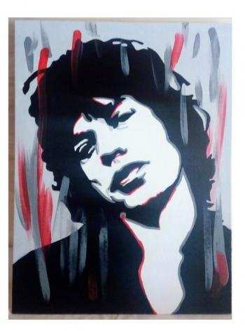 The Rolling Stones - Mick Jagger by Daniela Politi - Painting - Acrylic on Canvas - Opera drsquoarte  Dipinto - 20232023