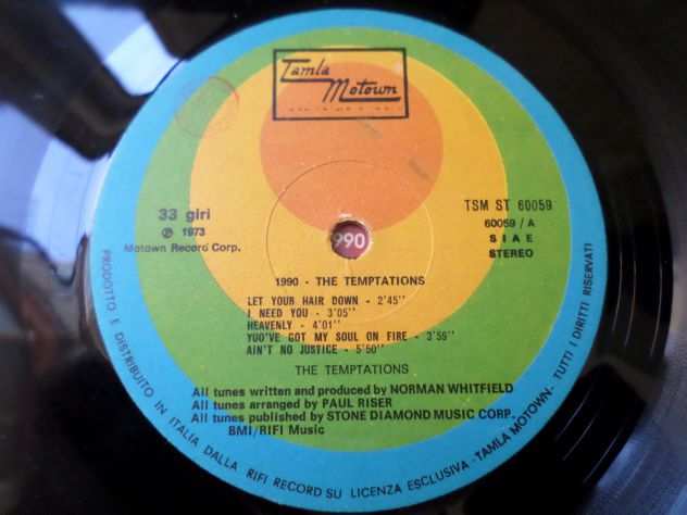 THE TEMPTATIONS - 1990 - LP  33 giri 1973  Innerbag Tamla Motown Italy