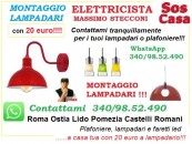 Montaggio lampadario e applique Roma Prati 
