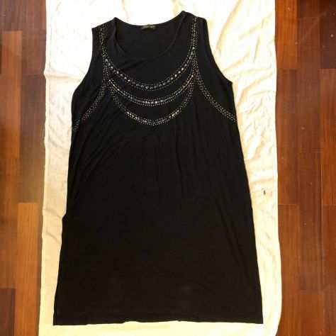 Top nero Oro Puro con strass cotone elegante e casual